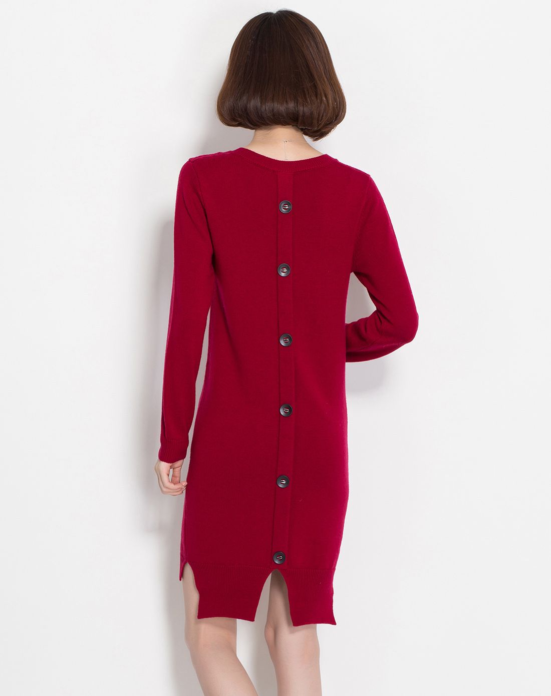 金菊羊毛男酒红纯色星星图案中长款羊毛衫a8622323-1085_唯品会