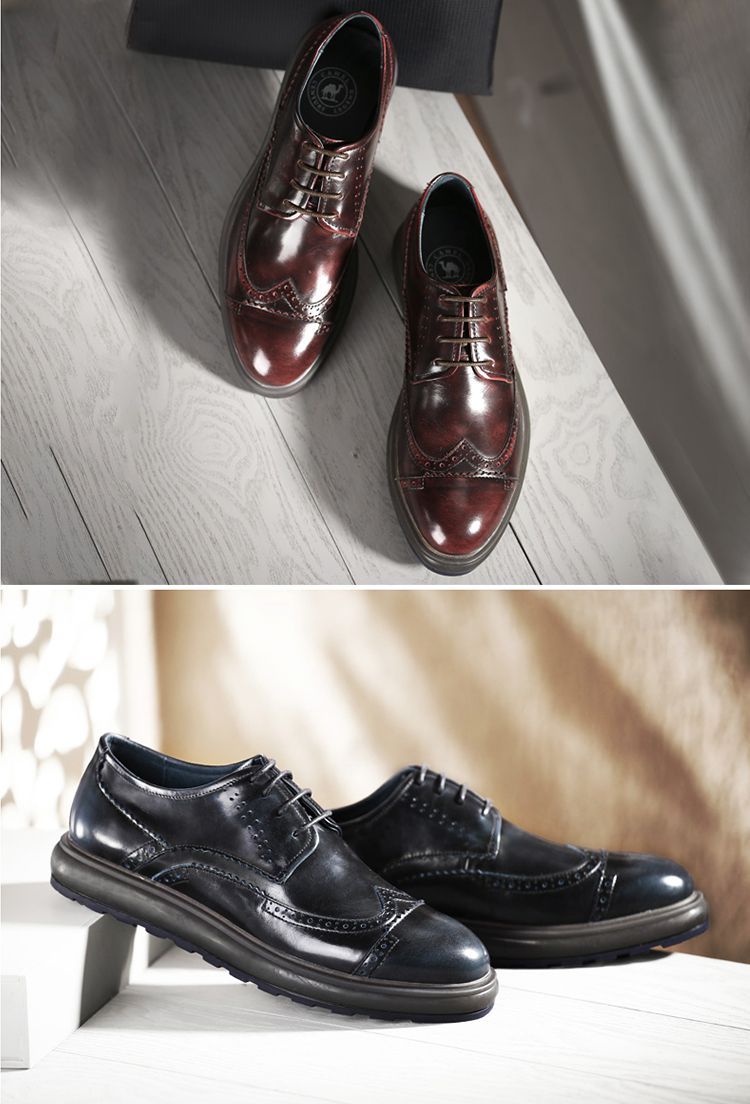 青春潮流 灰色布洛克雕花布洛克鞋