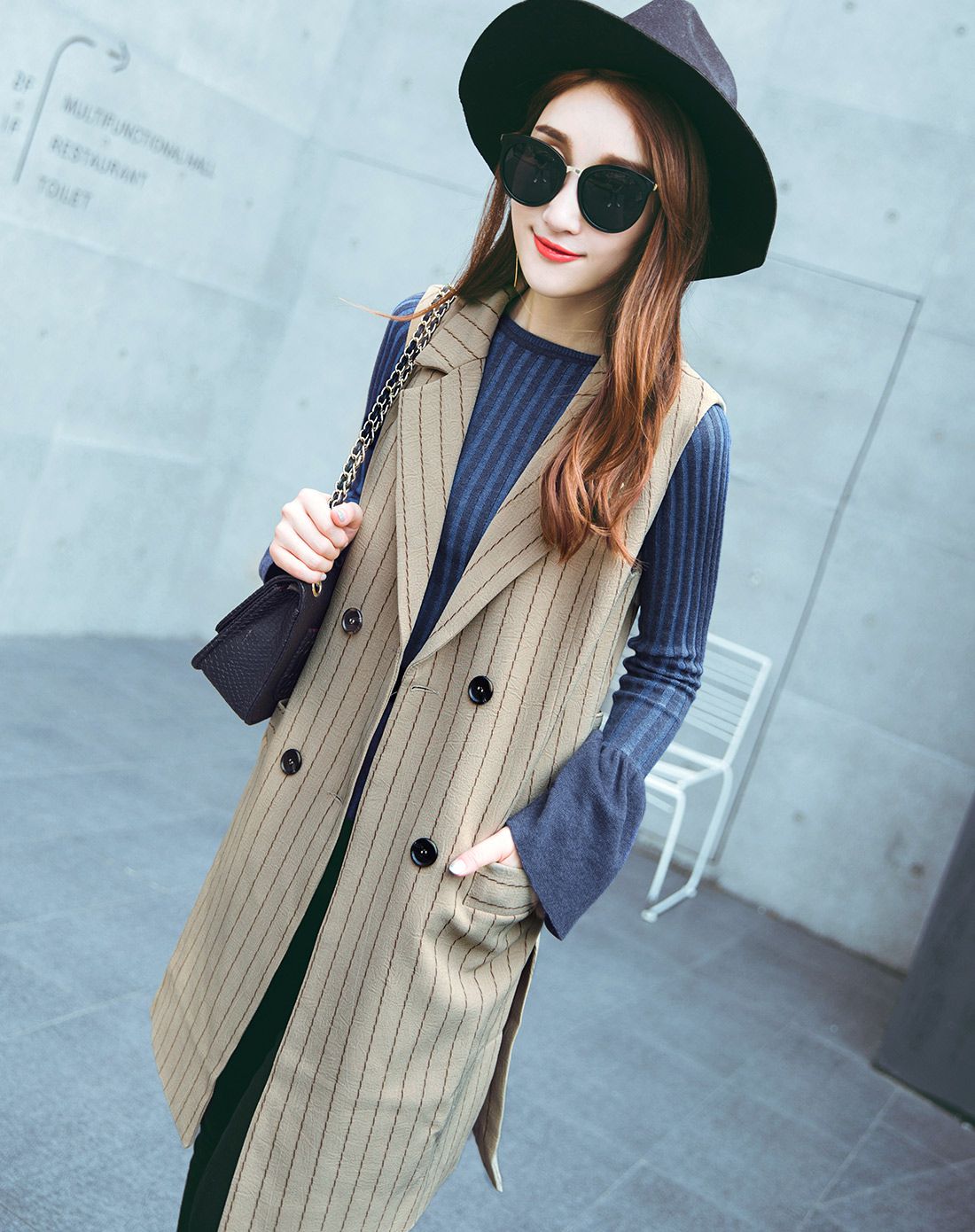 angel女装移动端专场军绿色翻驳领双排扣马甲611604511137_唯品会