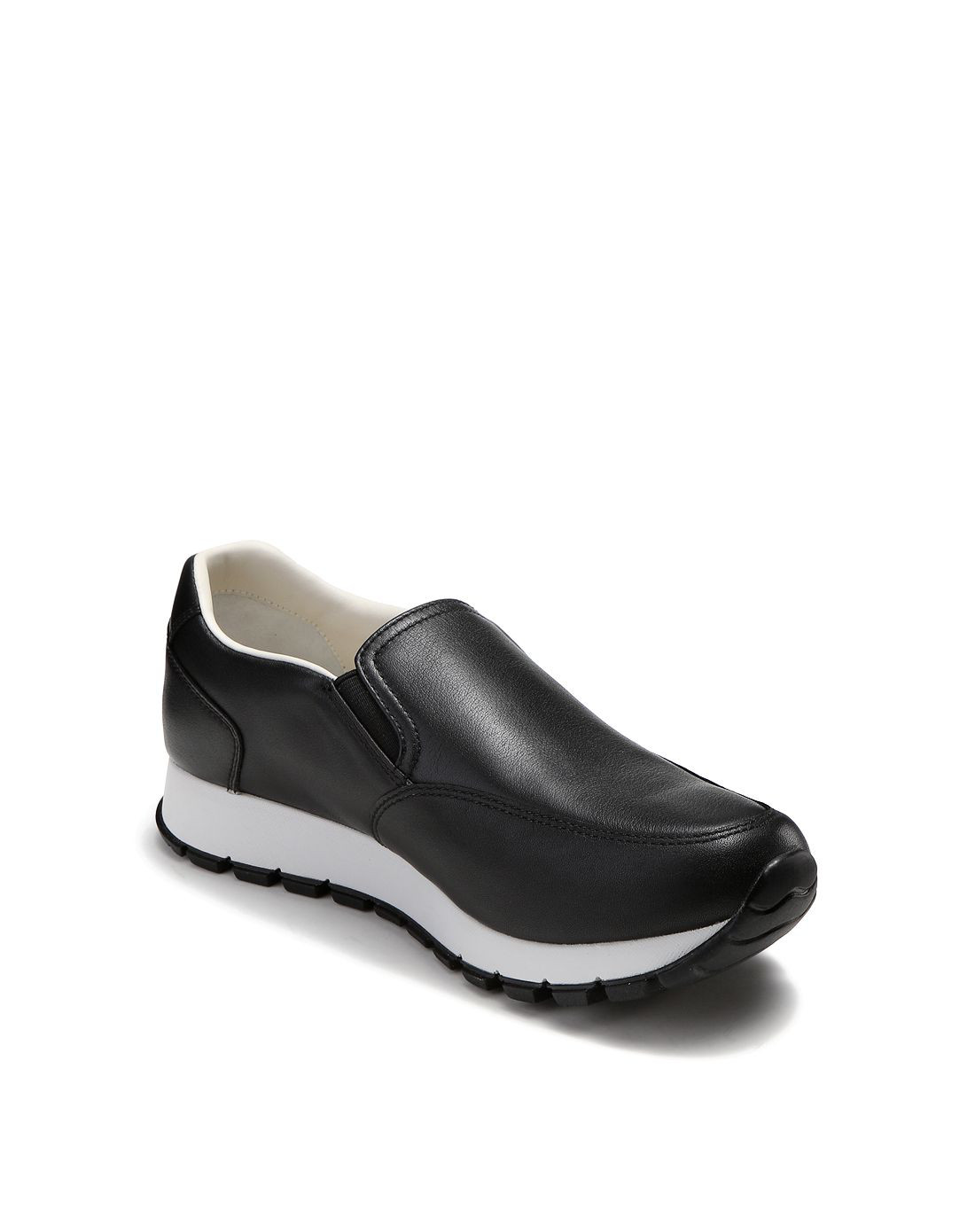 哥弟 黑色时尚牛皮女式休闲鞋