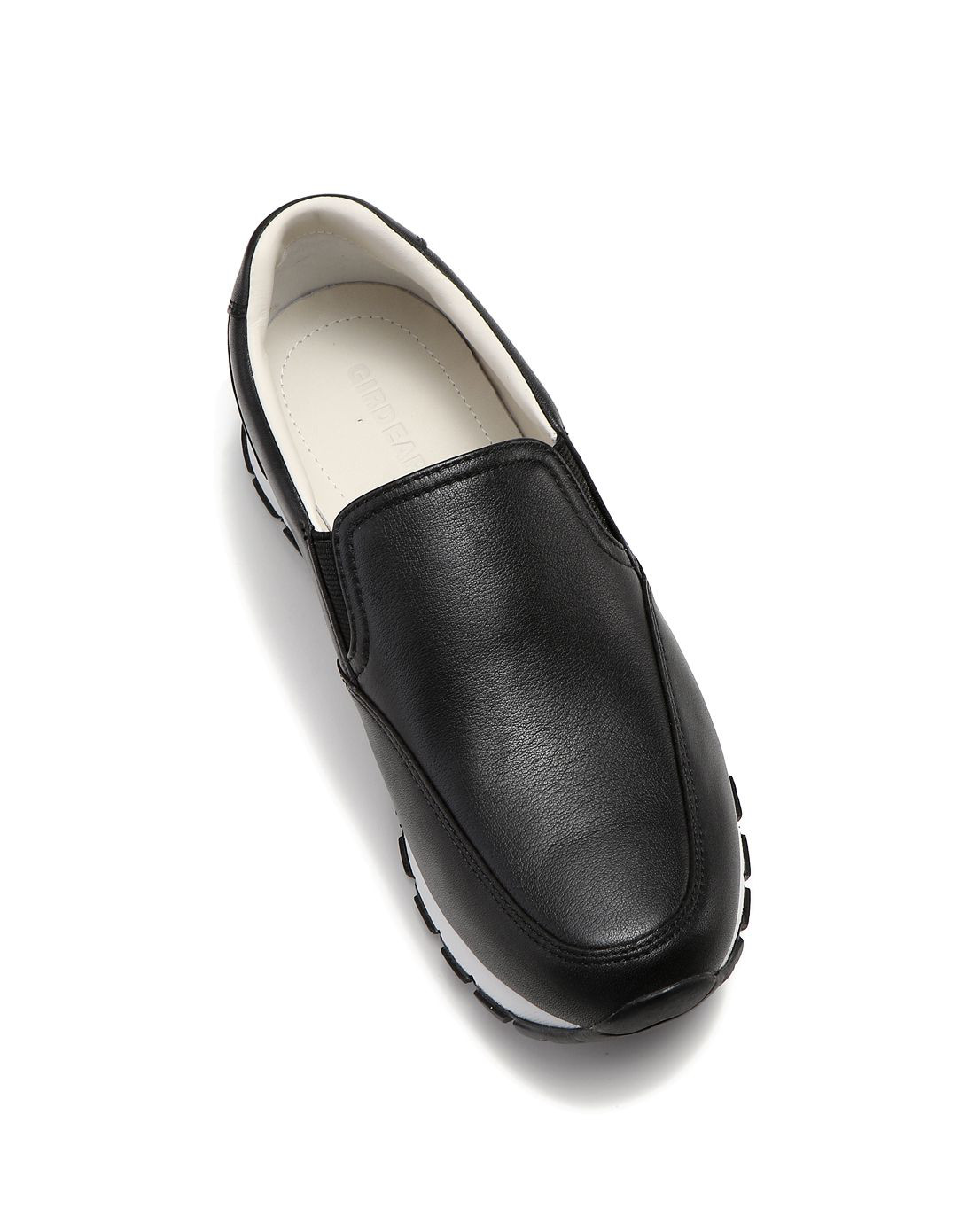 哥弟 黑色时尚牛皮女式休闲鞋