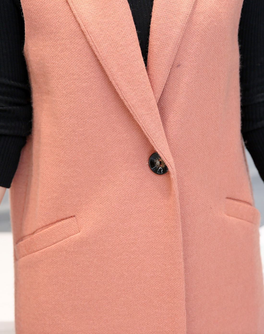 女驼粉色新款韩版简约一粒扣马甲