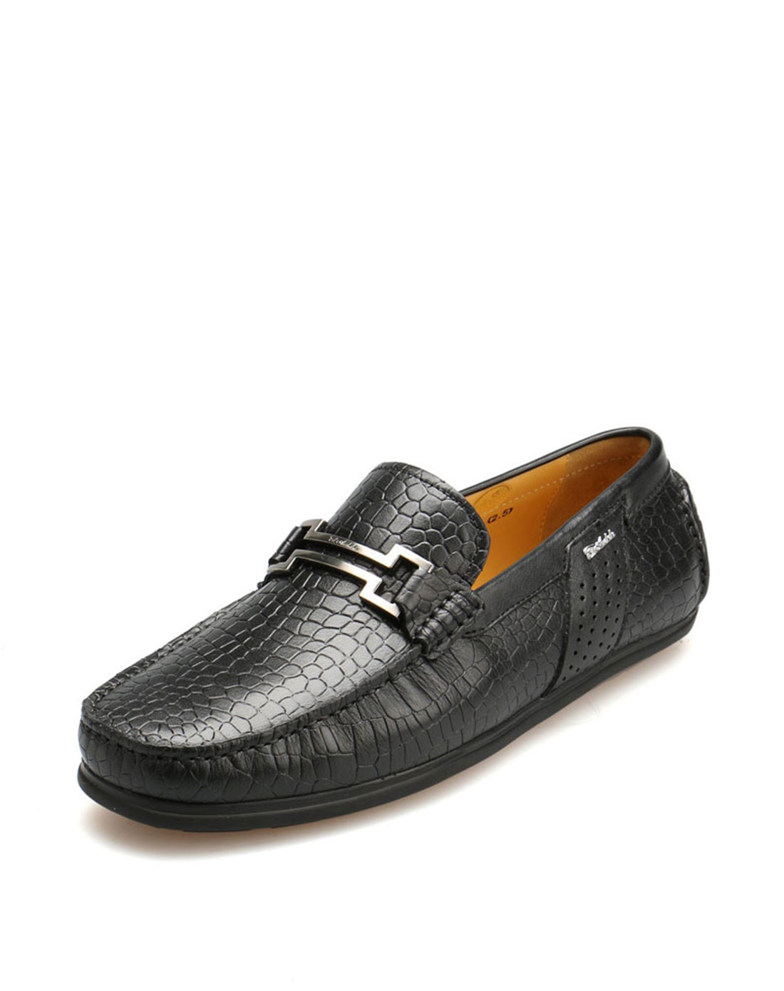 进口 棕色鳄鱼纹软牛皮舒适休闲鞋