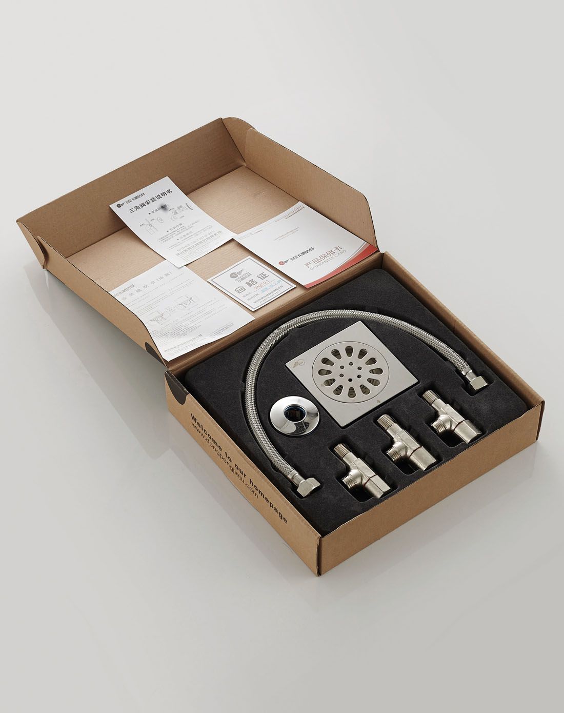 五金五件套地漏角阀软管特惠套装7008