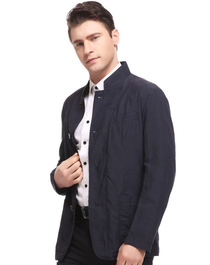 天丝含亚麻轻薄无里衬随性立领男士便装