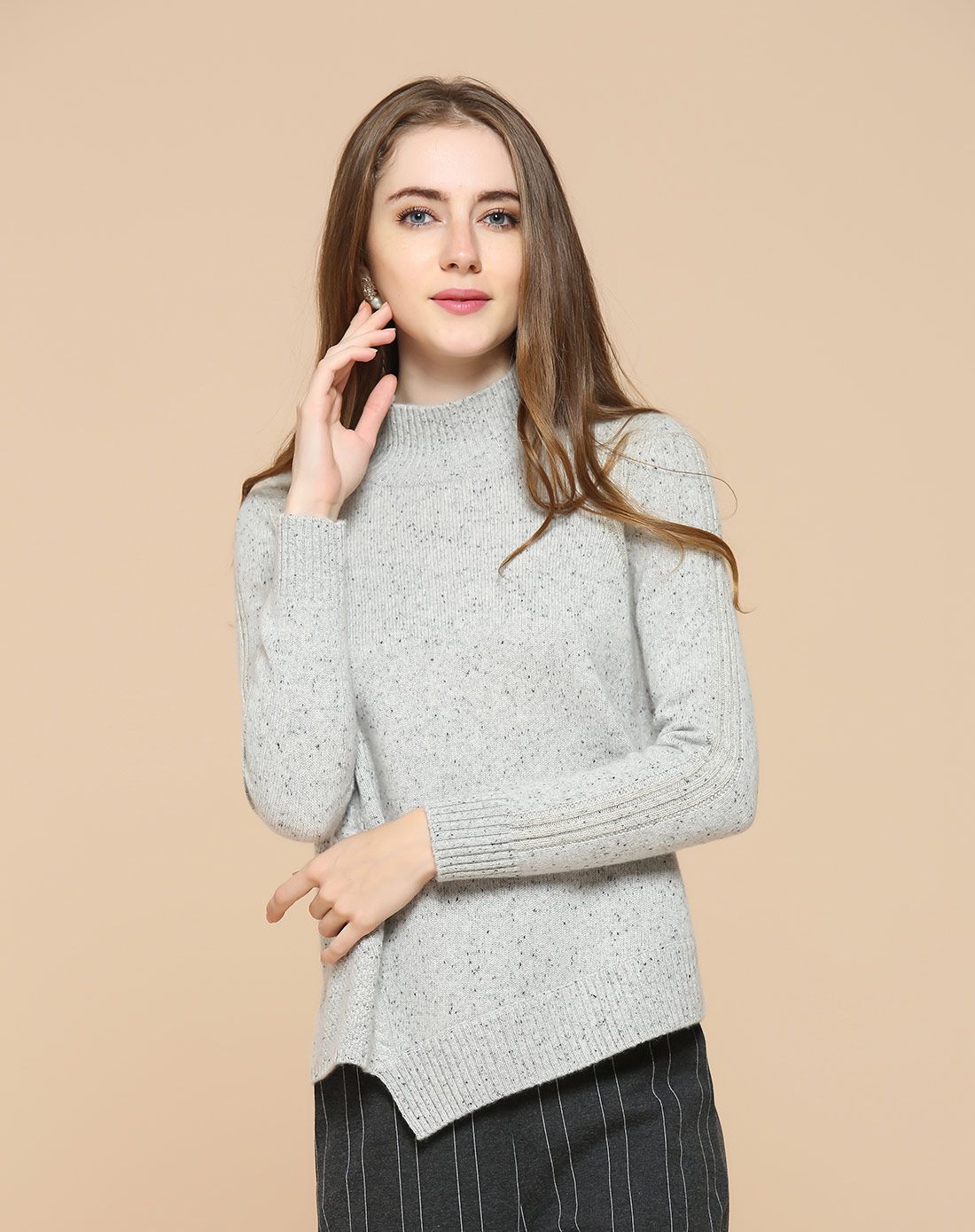 女款高领100%纯羊绒衫女式毛衣
