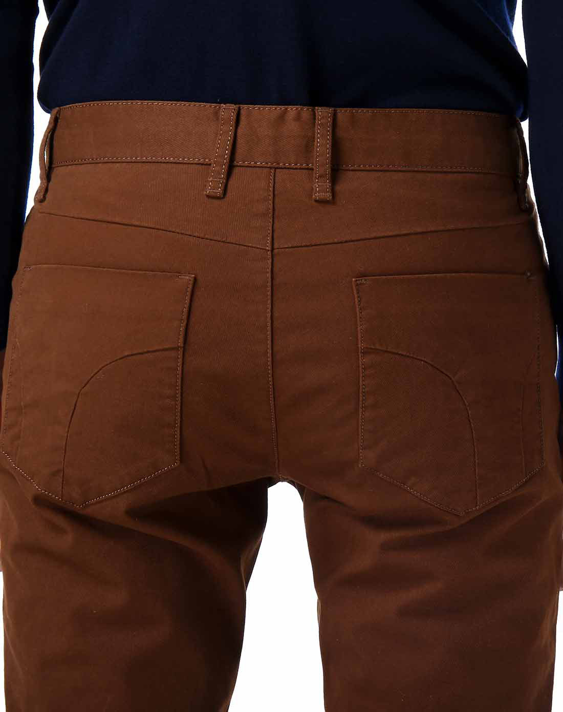 深红棕色时尚多袋长裤