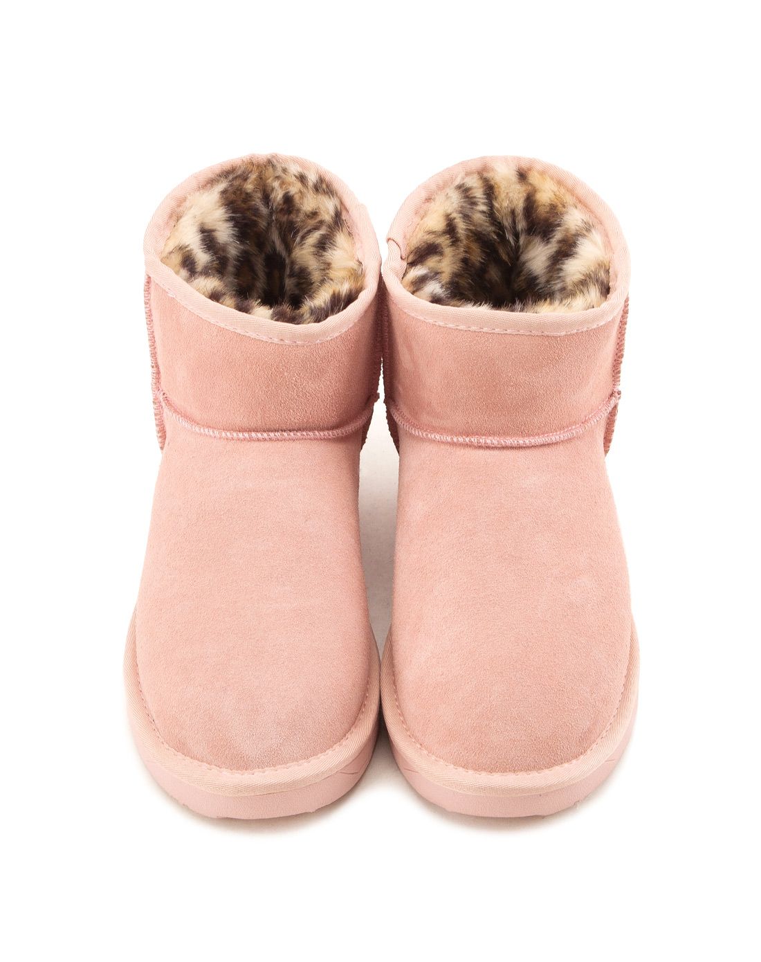 grace gift女鞋专场 粉色 牛二层皮猫咪精致电绣雪地靴