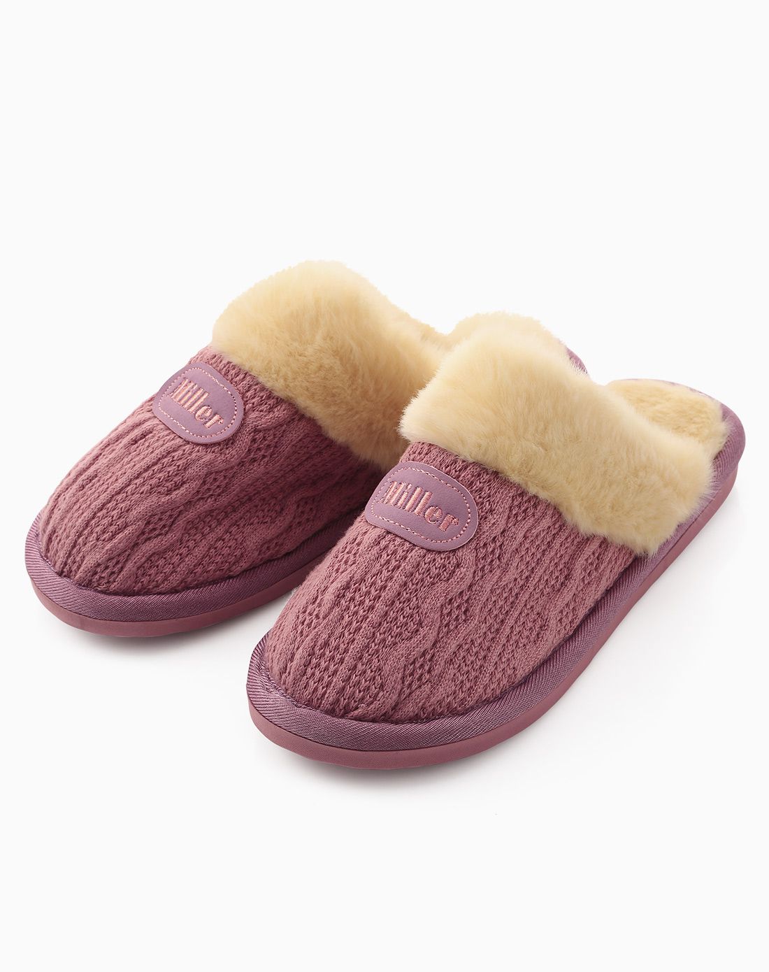 h3拖鞋软饰用品专场柔软保暖绒毛 藕粉色女款毛线情侣棉拖zs931_唯品