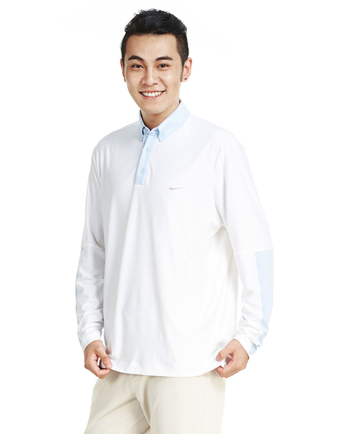 男款白色长袖polo衫 高尔夫系列