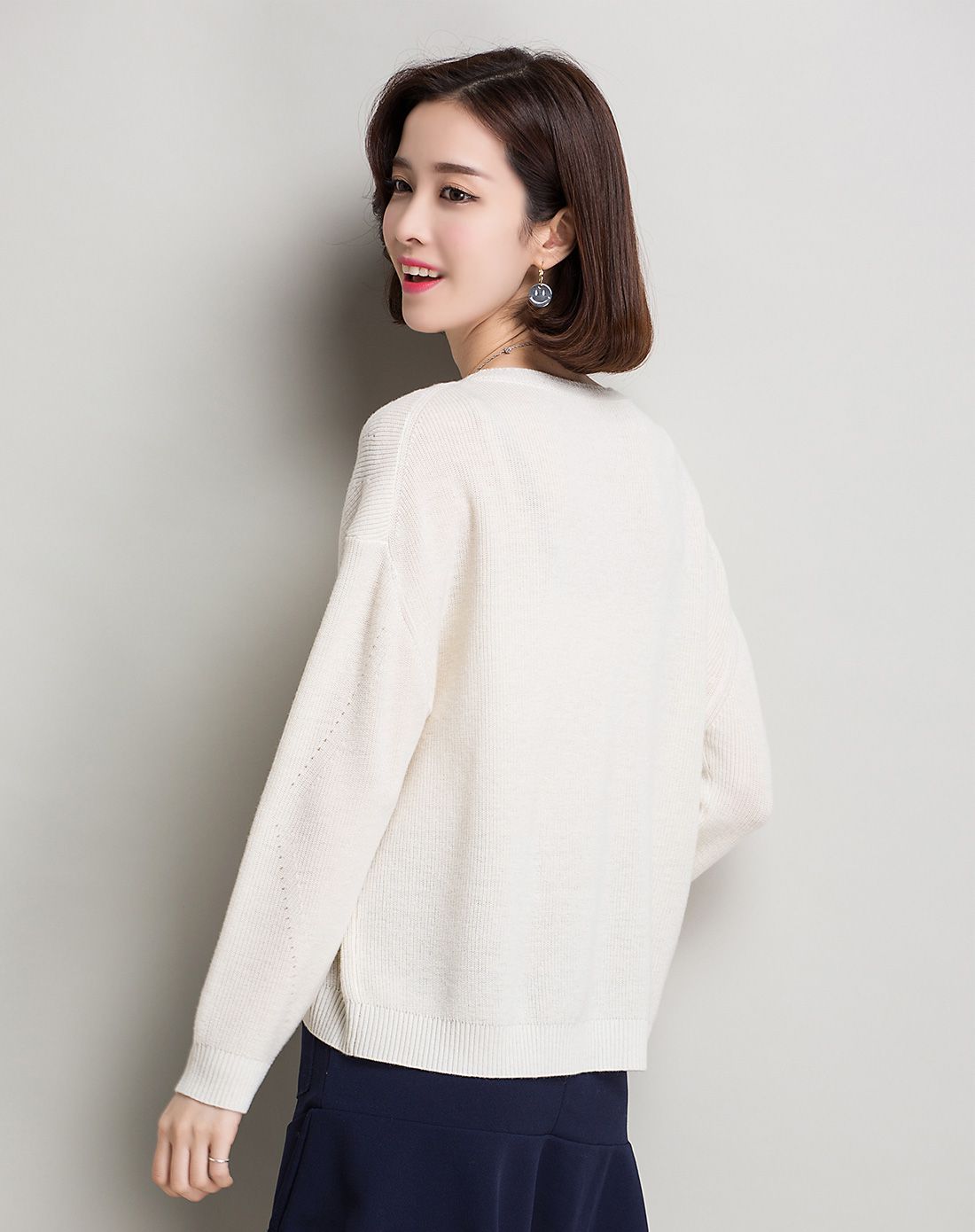 金菊针织男女装白色纯色百搭时尚韩版羊毛衫a8622427-1901_唯品会