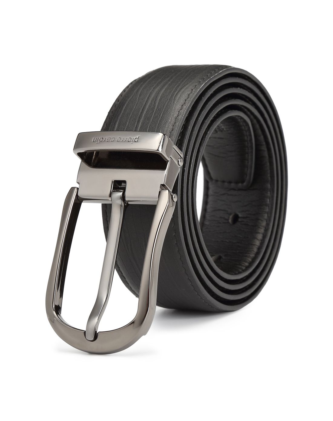 随性鸵鸟纹啡色头层牛皮男士针扣皮带