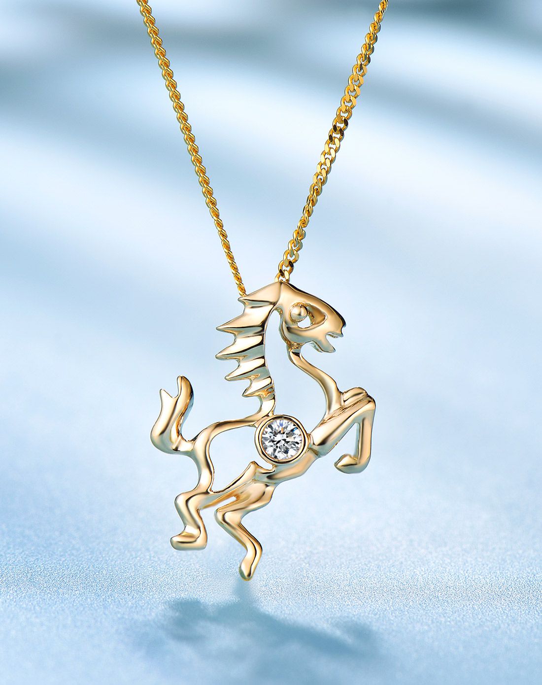 爱度 新品首发18k黄金钻石吊坠生肖系列-马