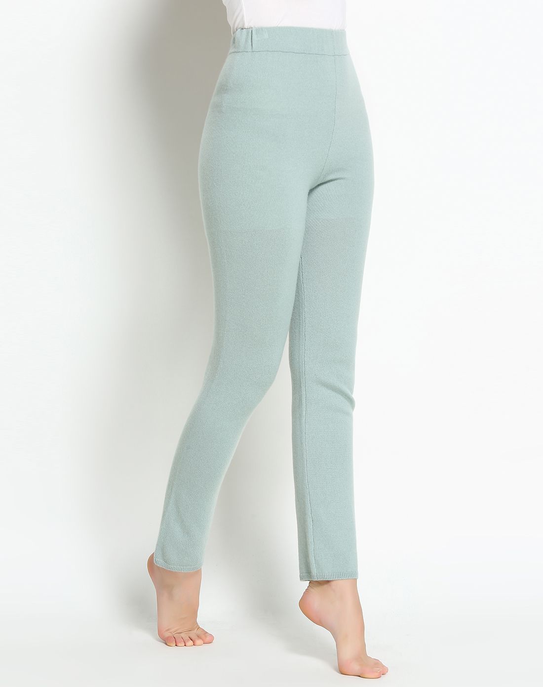 浅灰绿休闲羊绒女裤