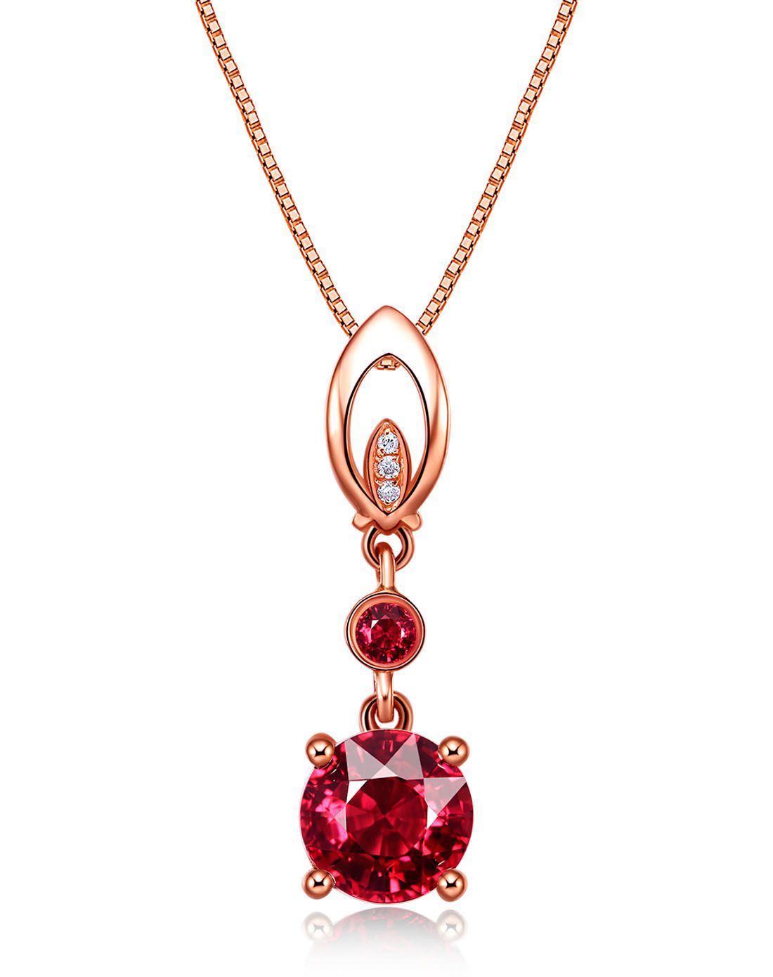 鑫万福 18k金1ct石榴石吊坠