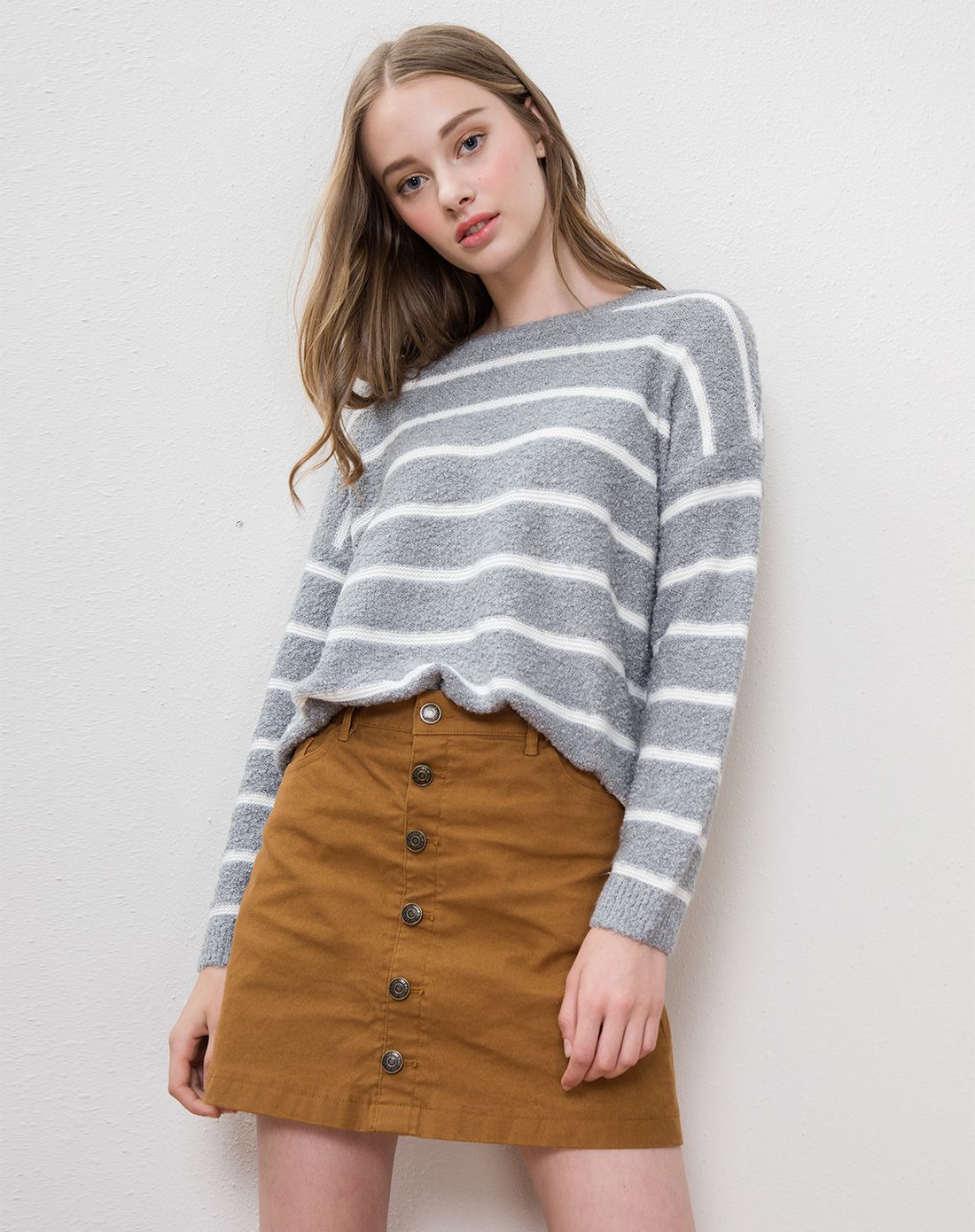 细条纹羊毛衫