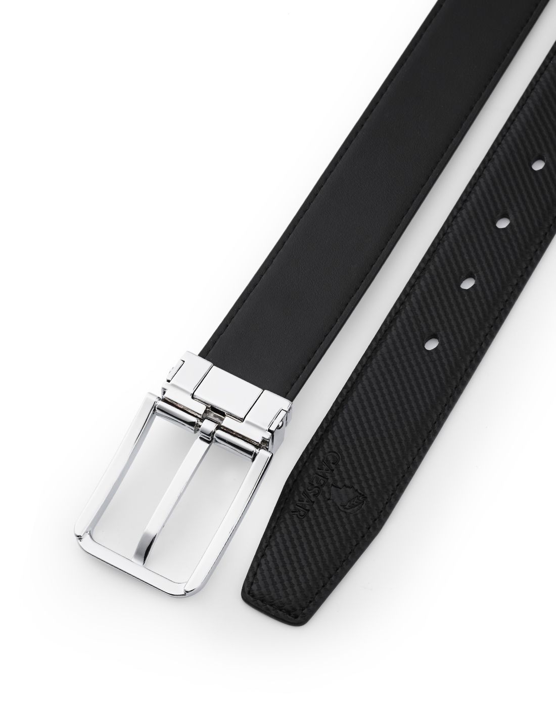 男款黑色牛皮/超纤简约休闲夹扣皮带