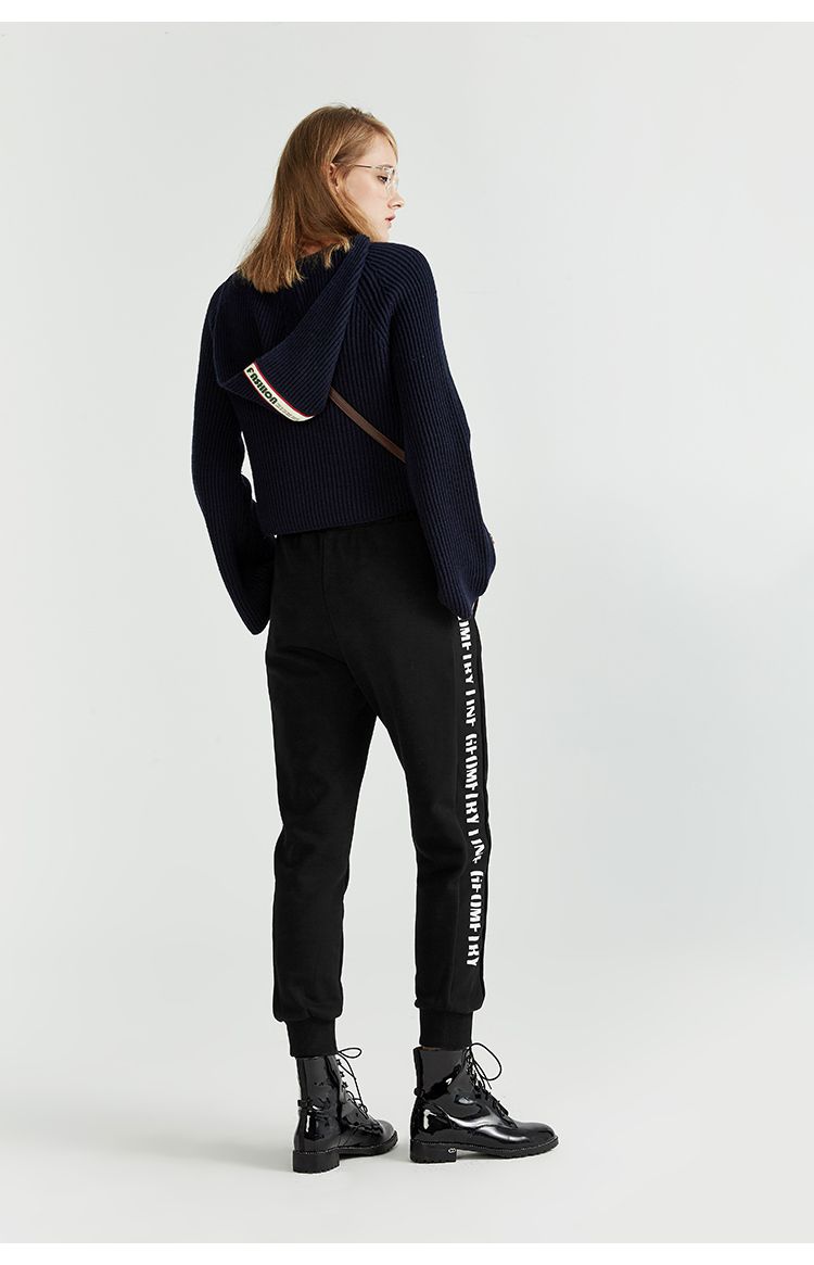 太平鸟peace bird黑色字母运动裤a3gb5420989_唯品会