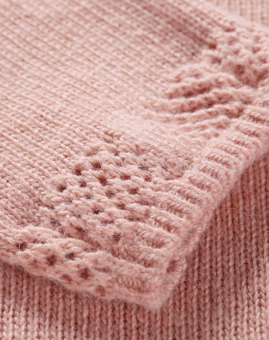 树夏女款上衣镂空挑孔绞花花边领修身毛衣