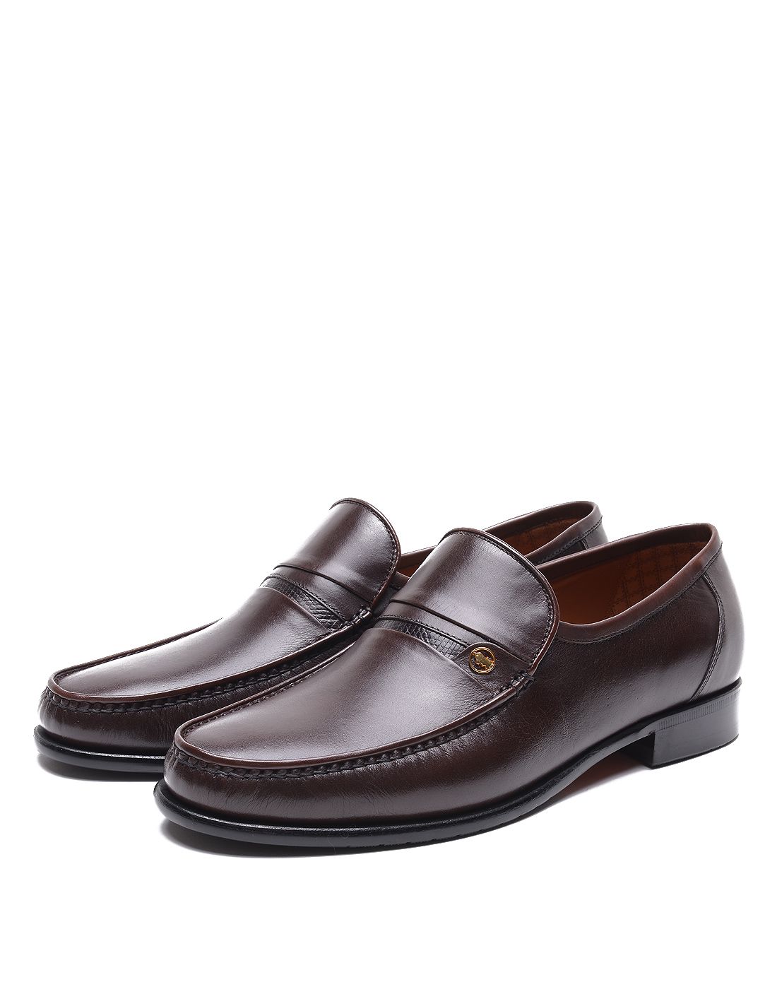 布兰施圆头粒面皮套脚男士婚鞋男士商务皮鞋男士休闲皮鞋男士皮鞋男鞋