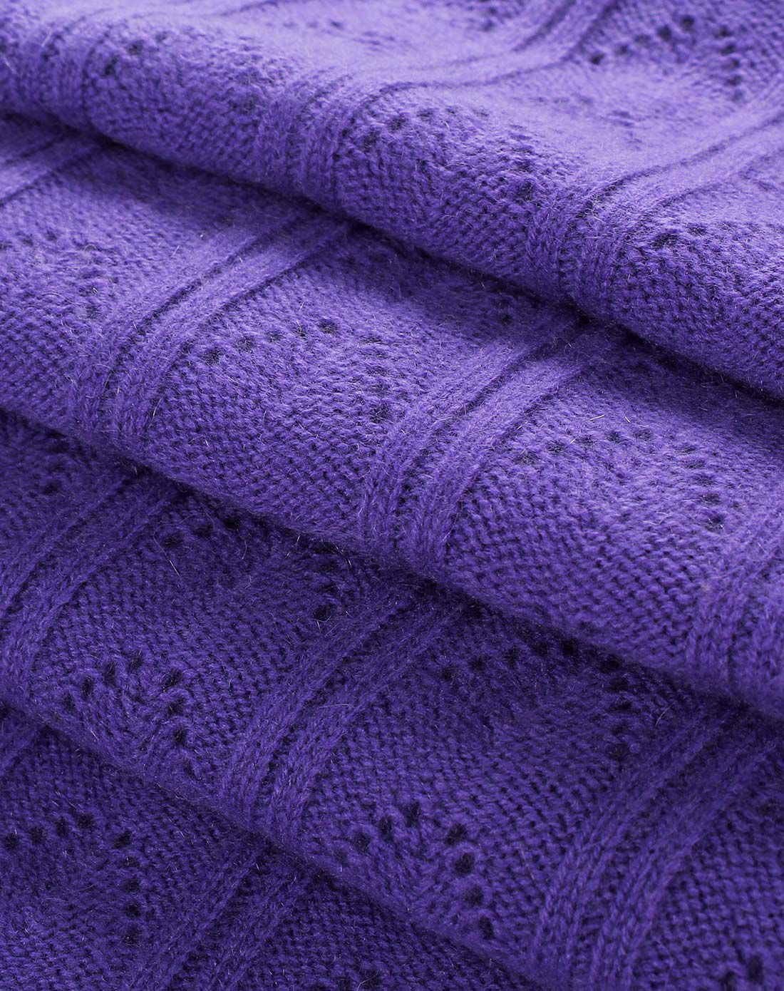 男女通用浅紫罗兰净色镂空羊绒羊毛围巾