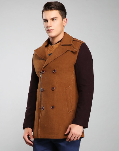 纯羊毛时尚双排扣军装版大衣