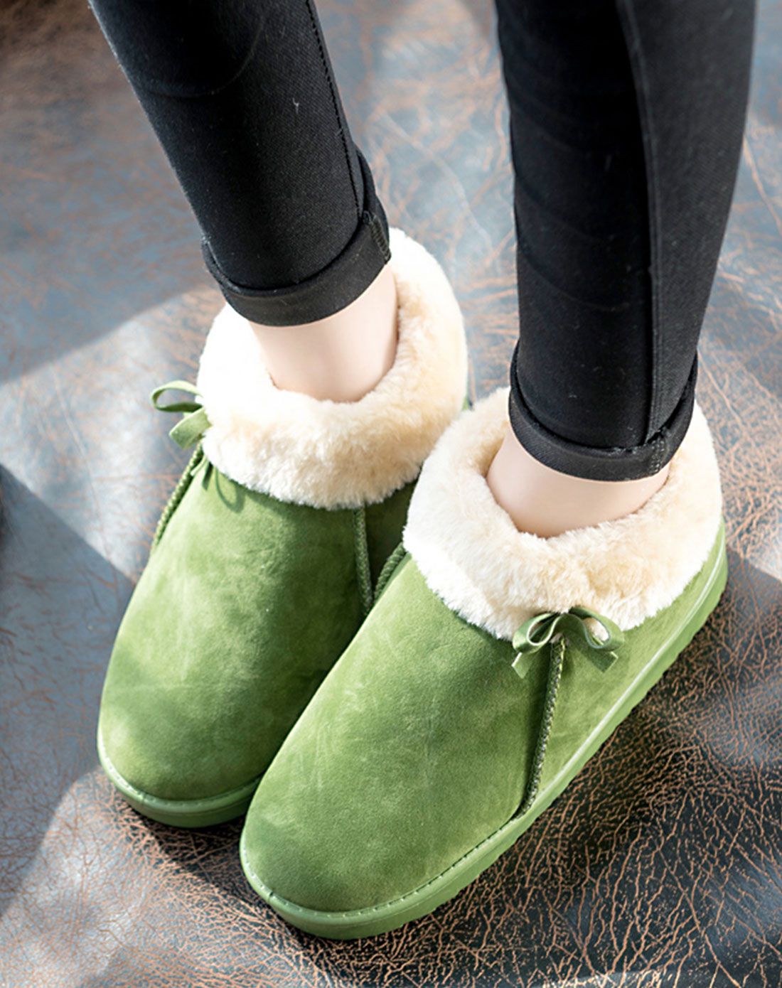 女式防滑保暖雪地靴 绿色