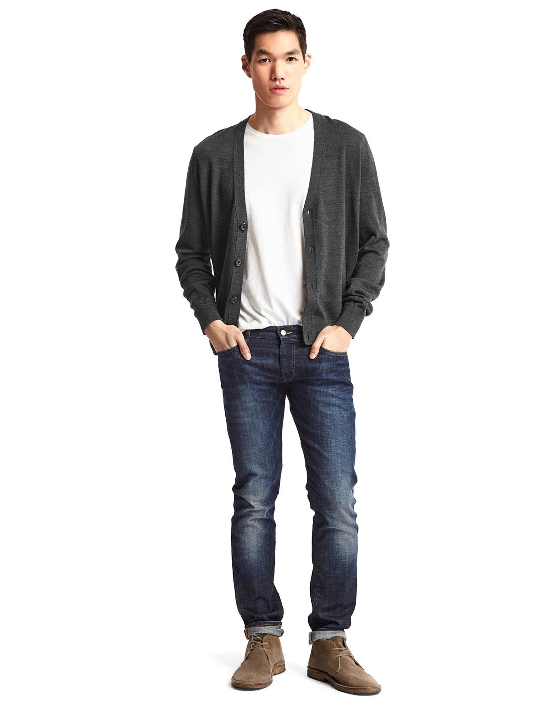 盖璞gap多选色美利奴羊毛毛衣开衫241028charcoal grey_唯品会