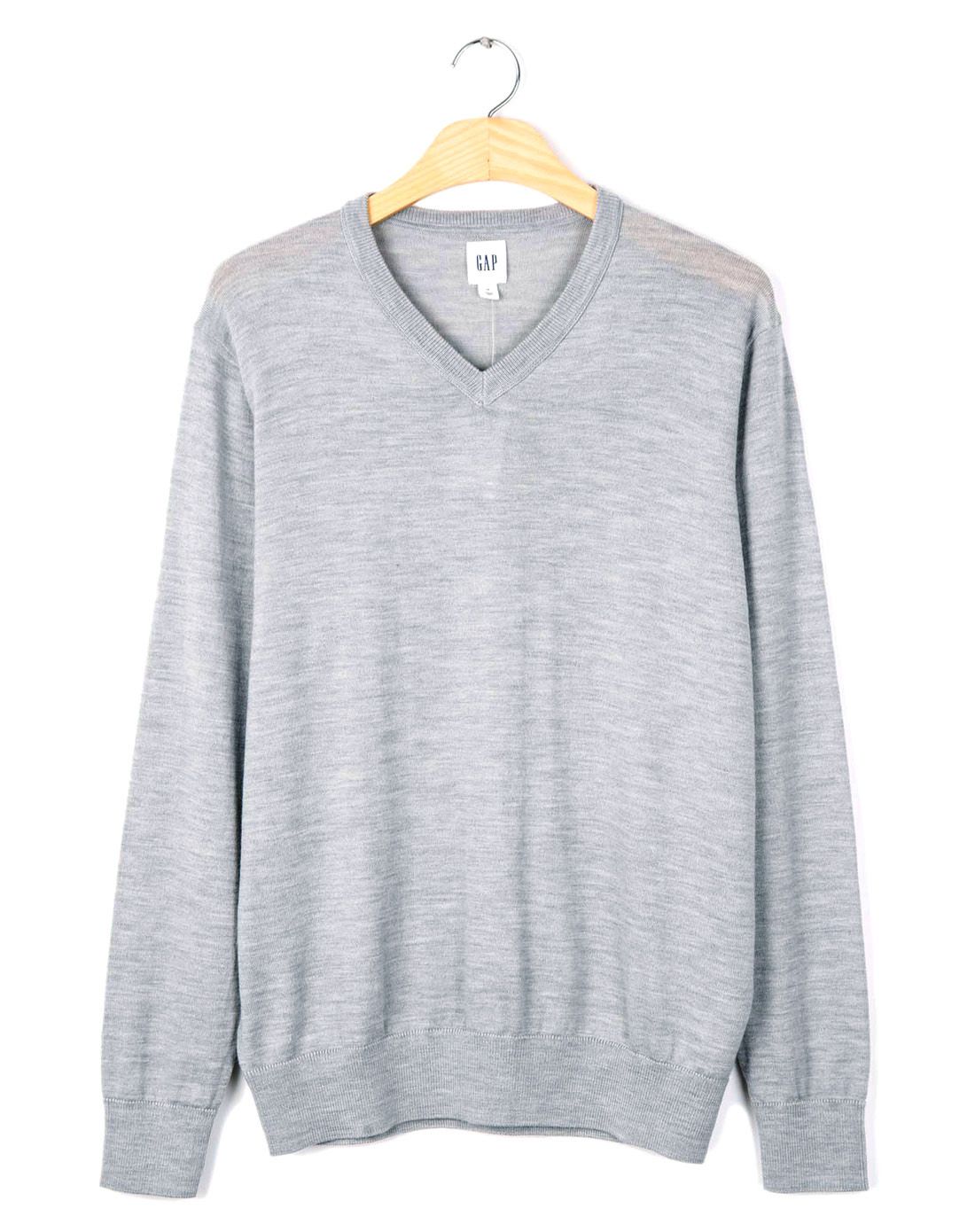 美利奴羊毛经典v领毛衣