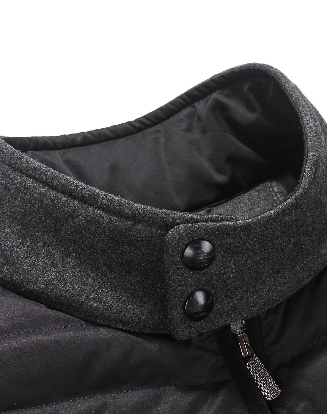 个性拼接立领羽绒马甲炭灰