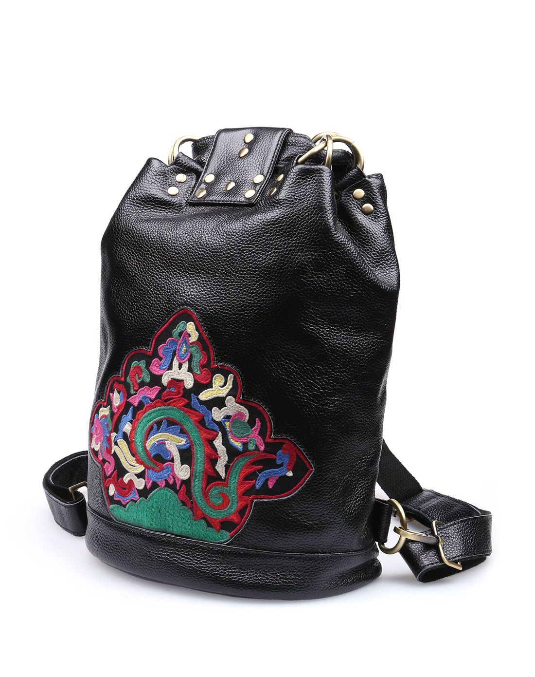 吐火罗休闲复古双肩包黑色