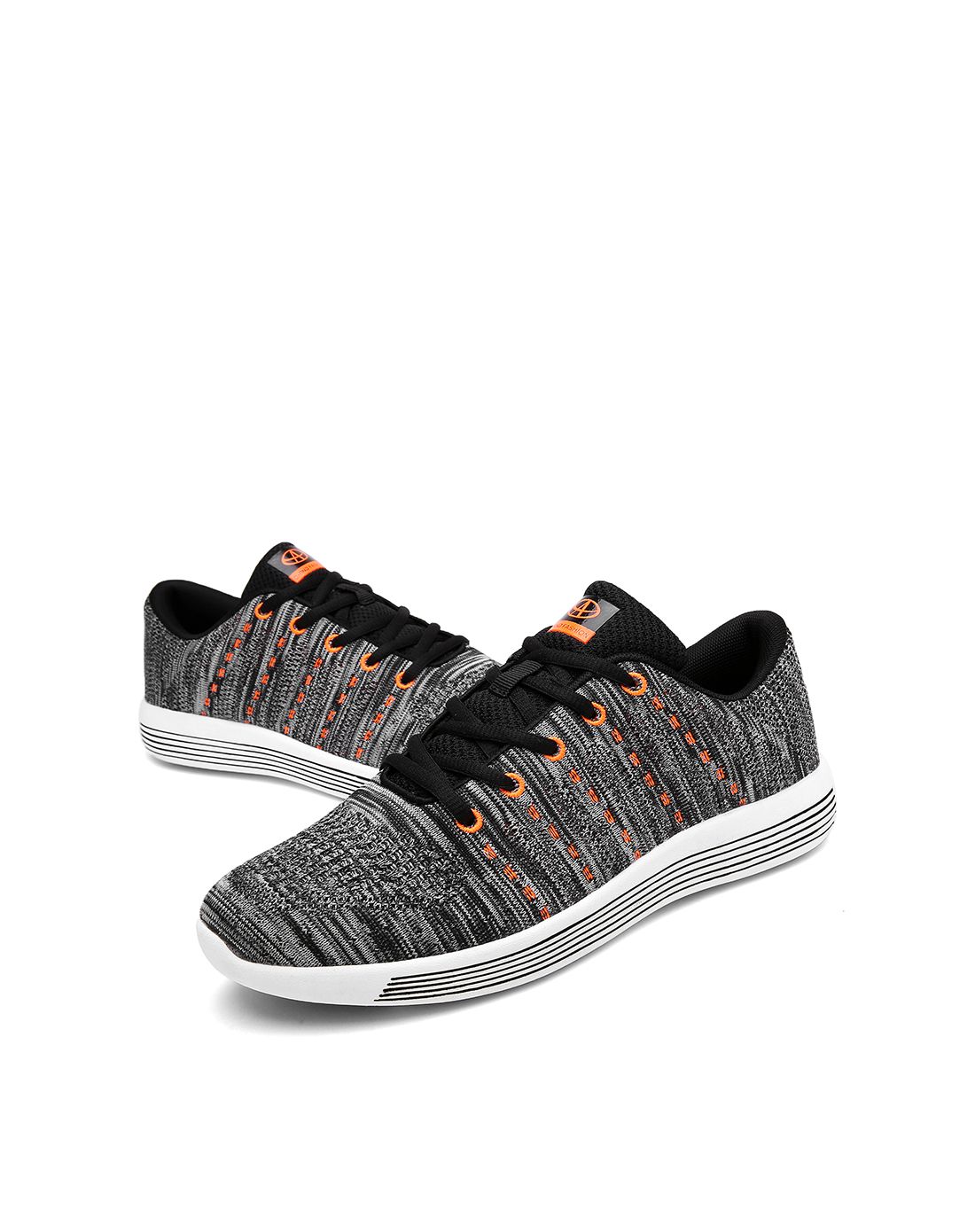 轻盈舒适 女款黑灰飞织休闲鞋