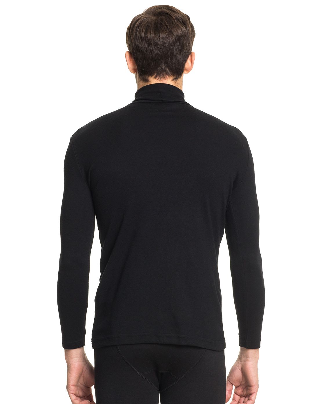 男黑舒木尔刷绒高领长袖打底衫