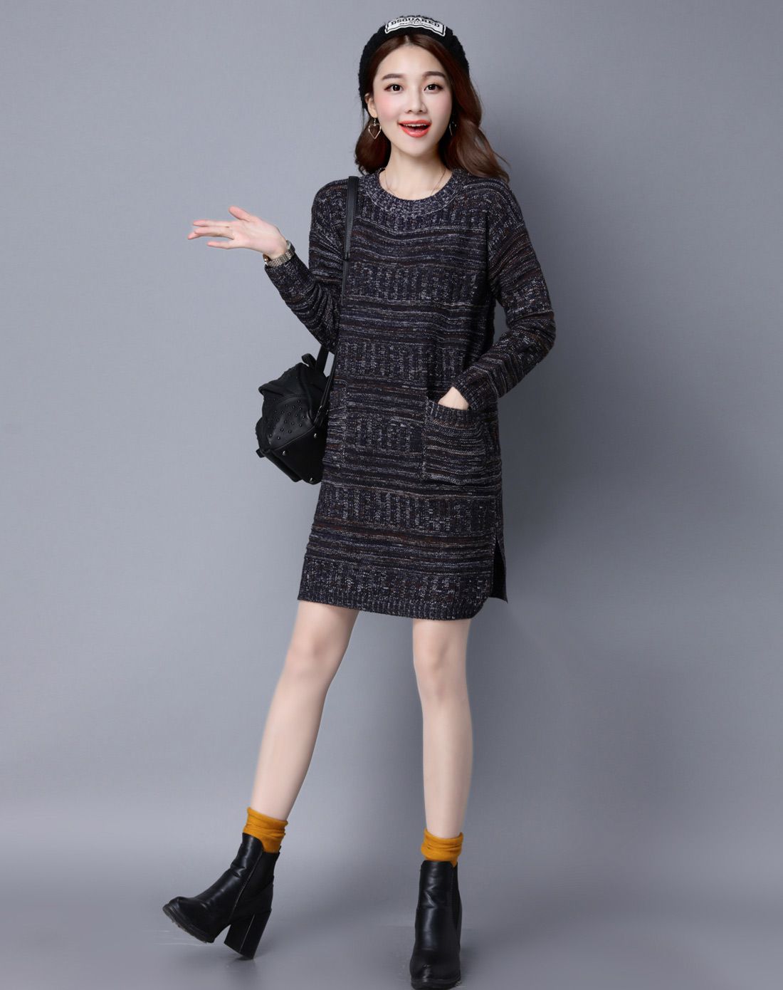 丝柏舍女装移动端专场女红色中长款套头宽松毛衣s64z0058a30_唯品会