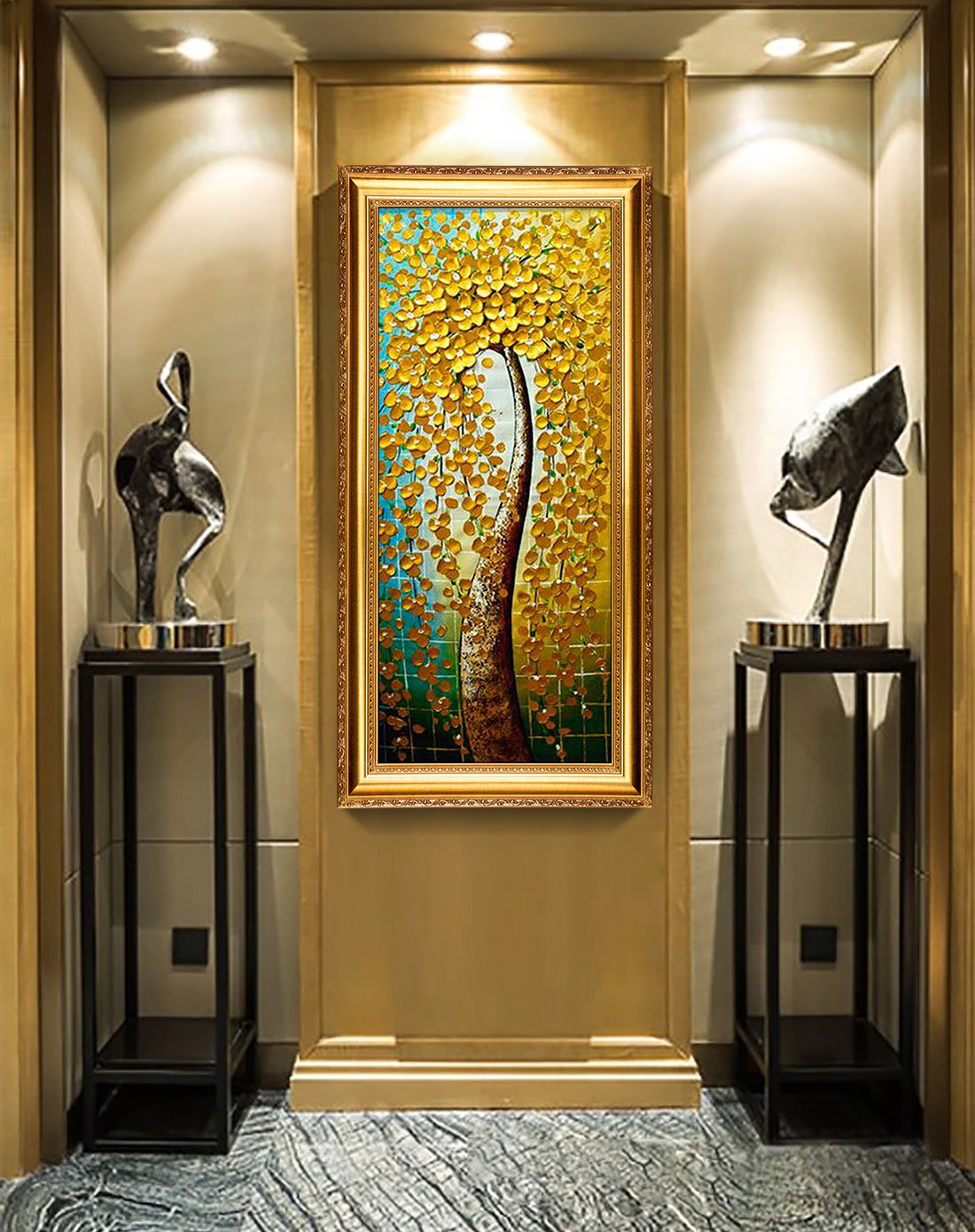 摇钱树 纯手绘油画客厅沙发背景墙装饰画