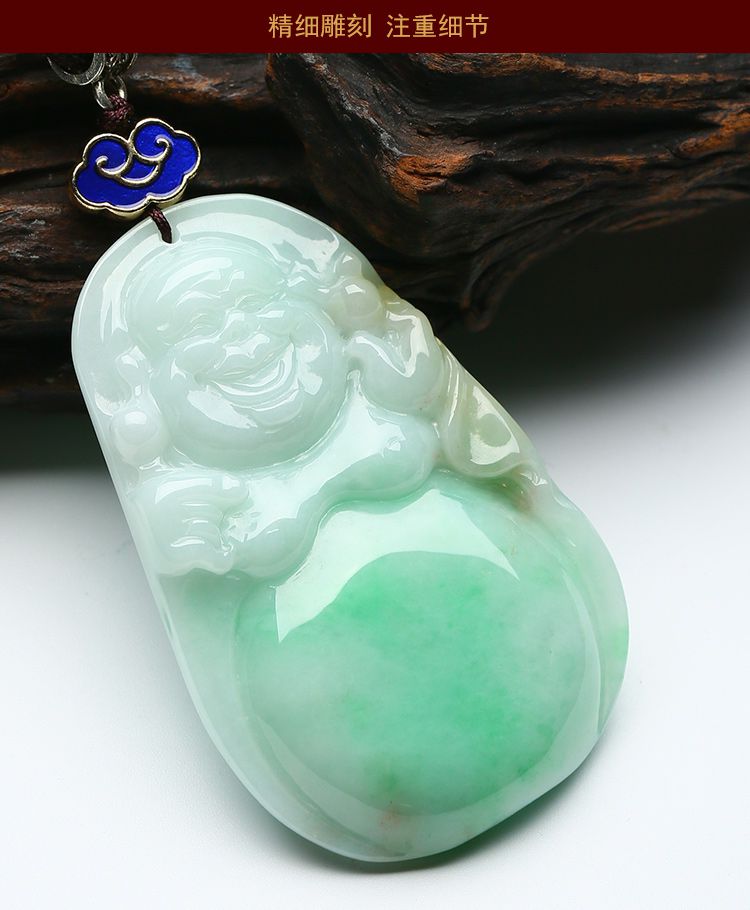 凤禧 护佑平安糯种天然翡翠飘阳绿佛吊坠