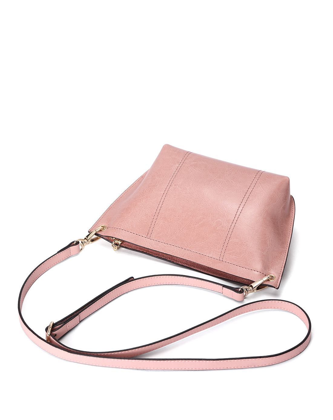 油蜡粉色时尚优雅牛皮斜挎包