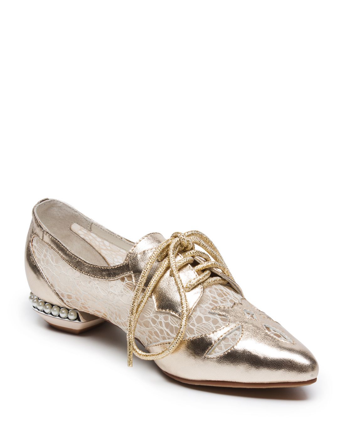 女士金色牛皮单鞋