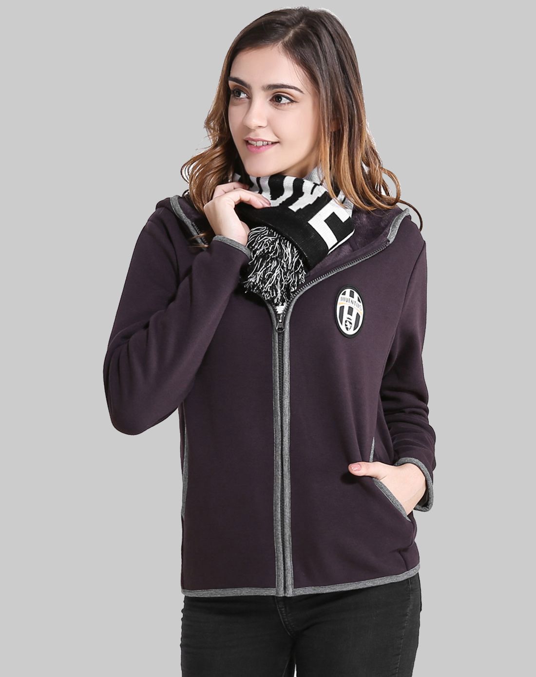 女士加厚带帽拉链衫 温暖时尚