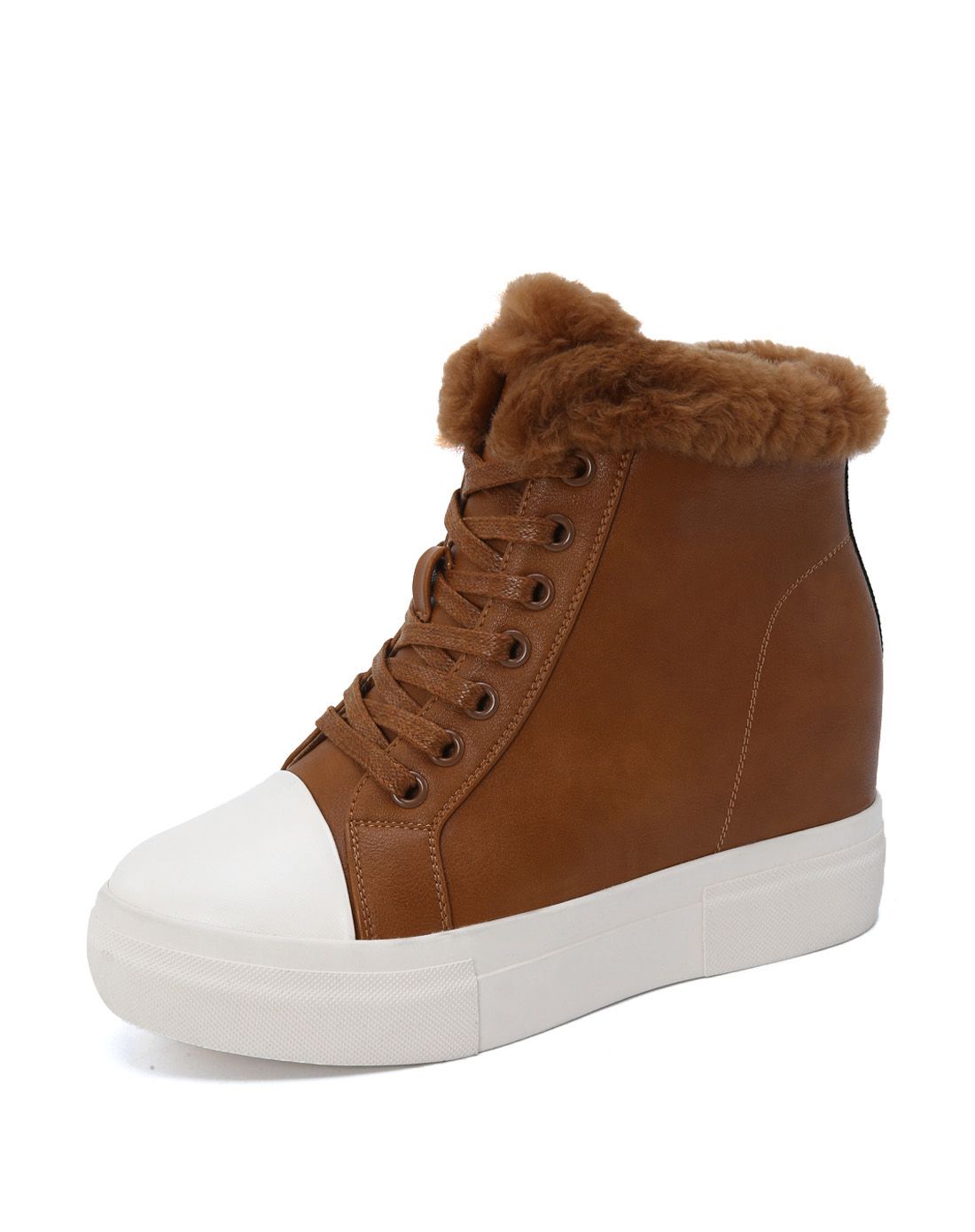 16年 新款黑色羊毛鞋口时尚内增高女鞋