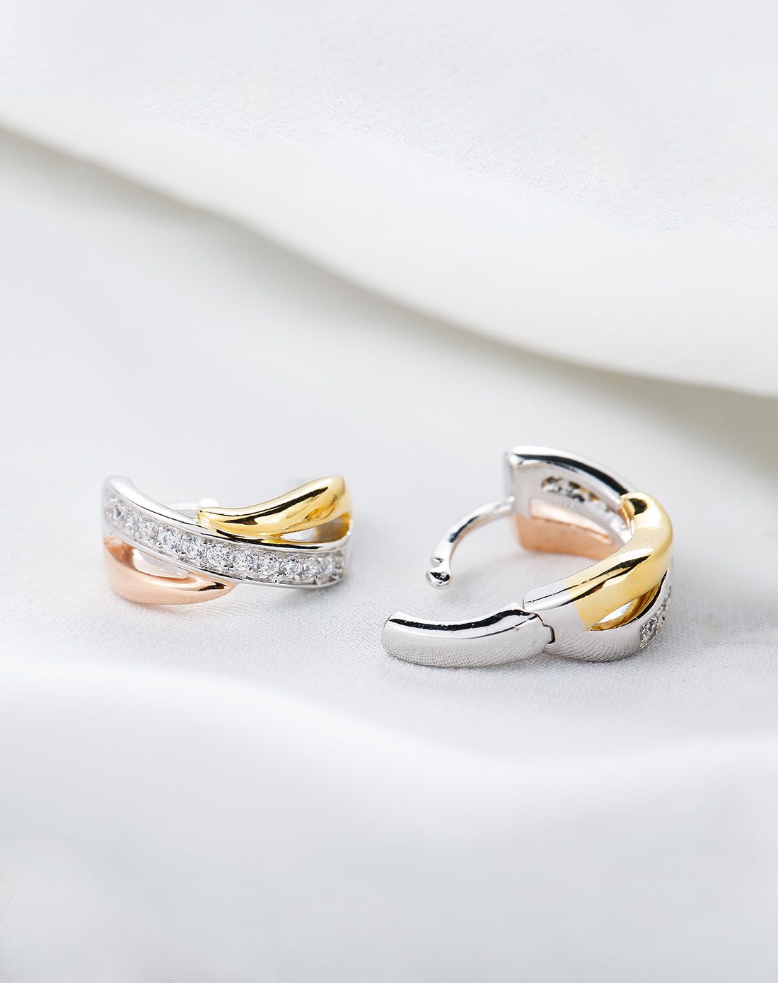 银时代 双面娇娃-925银玫瑰金耳钉优雅精致