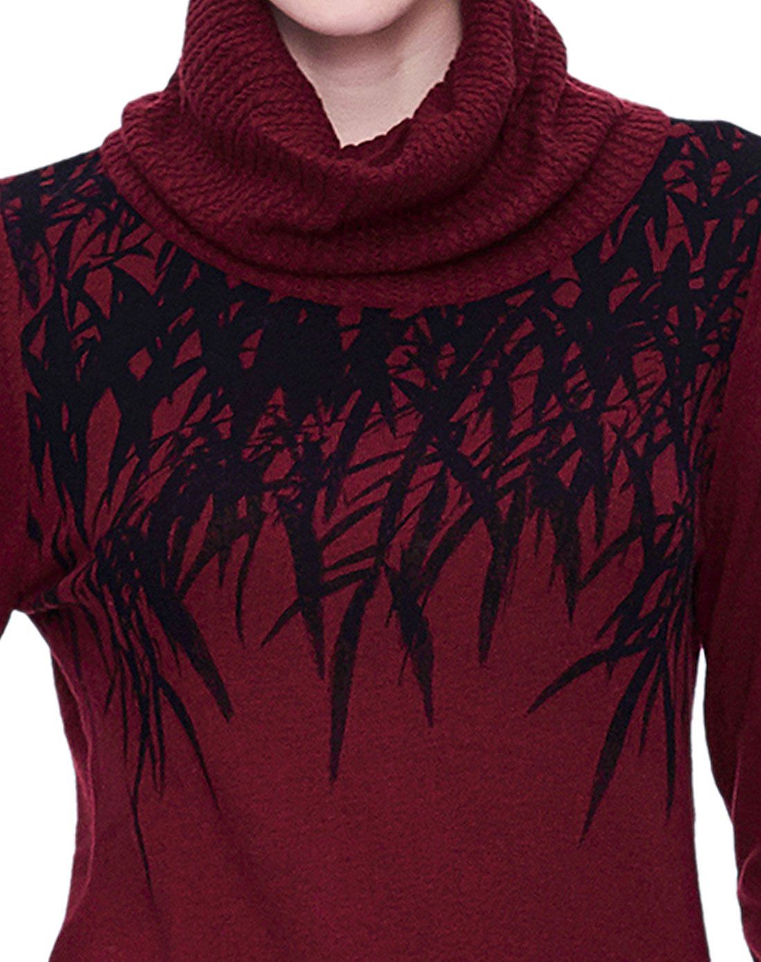 紫酱色时尚优雅羊毛衫