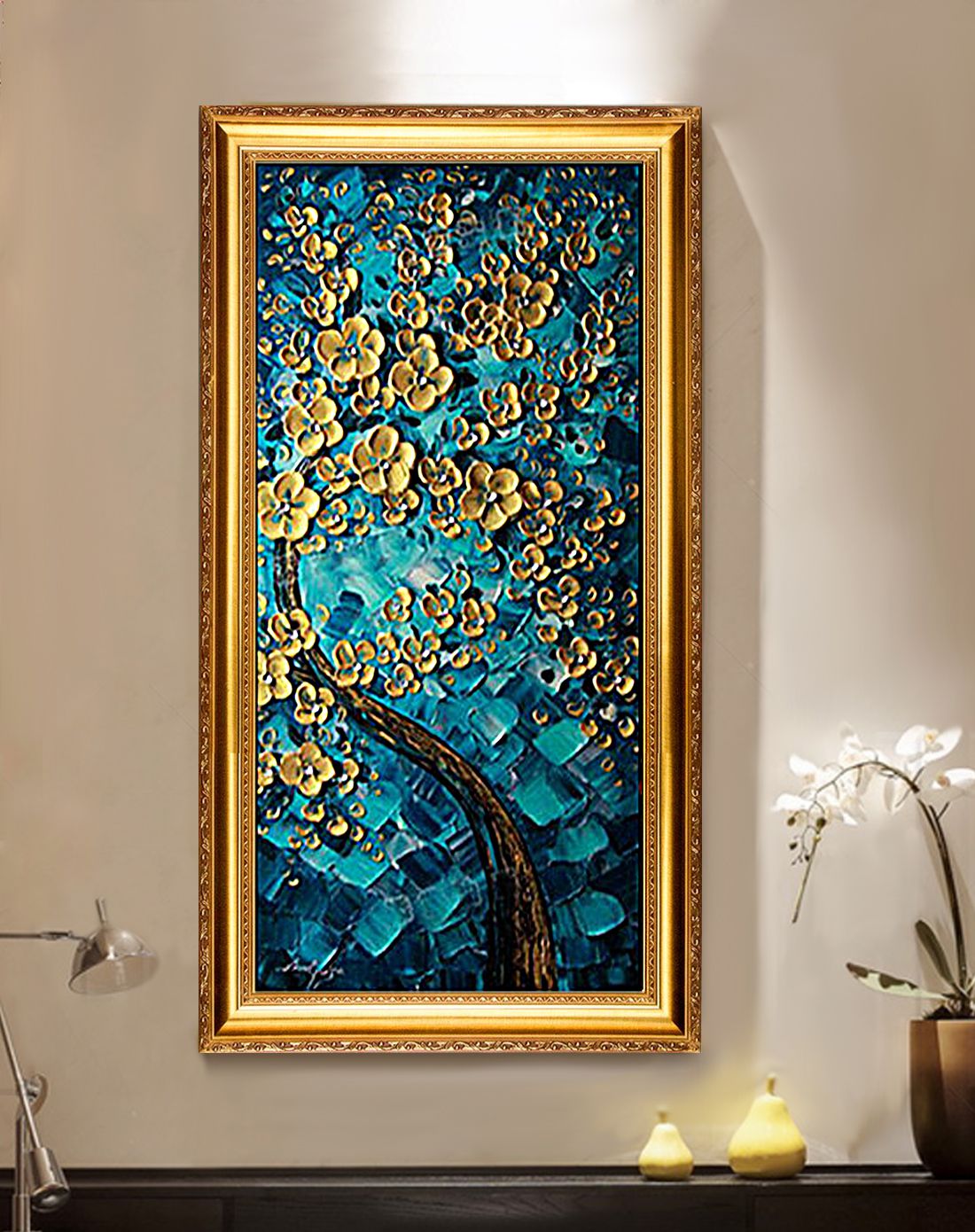墙上的艺术家—柠檬树专场直发货纯手绘立体浮雕抽象油画 蓝韵yh