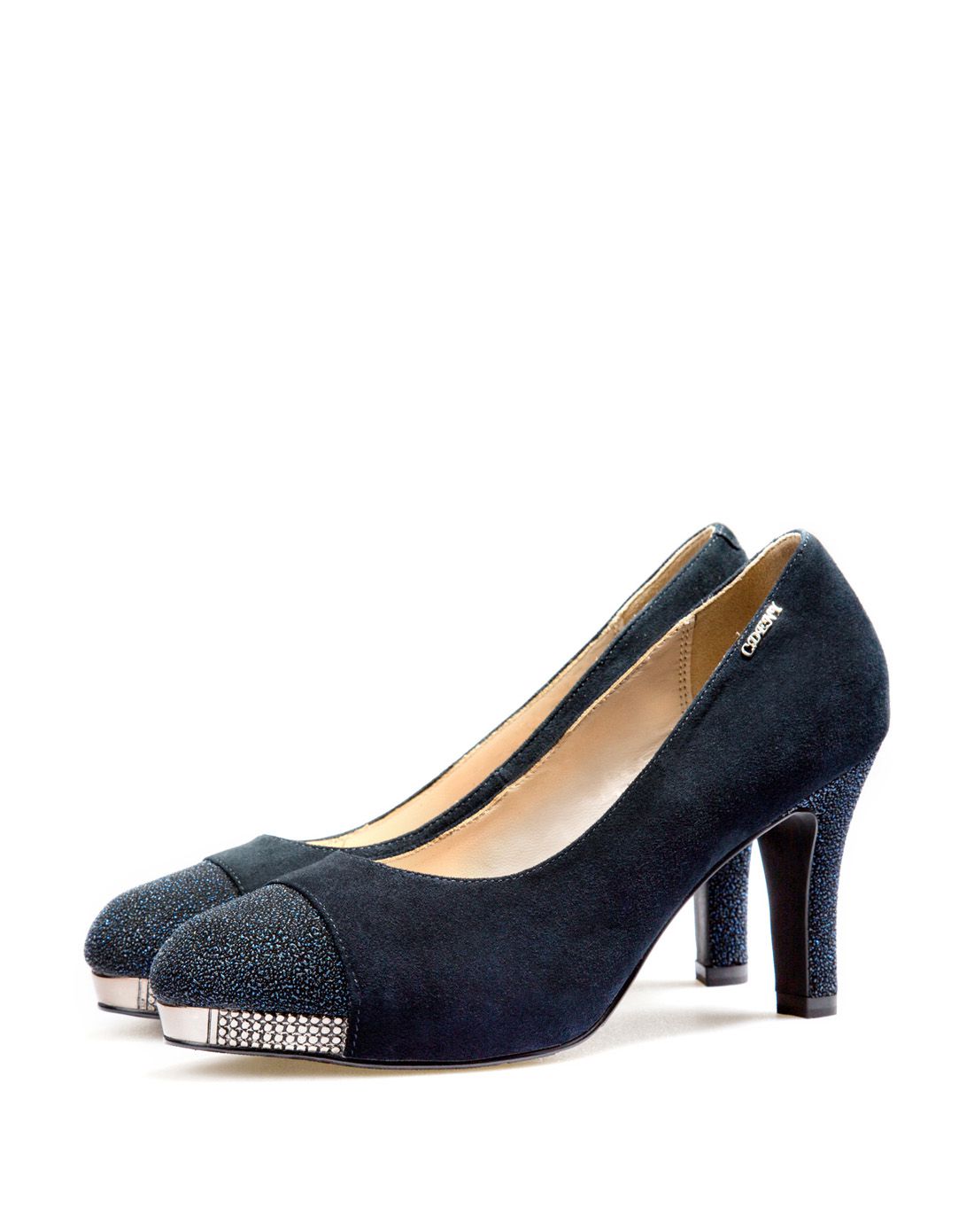 女款深蓝色羊猄高跟鞋