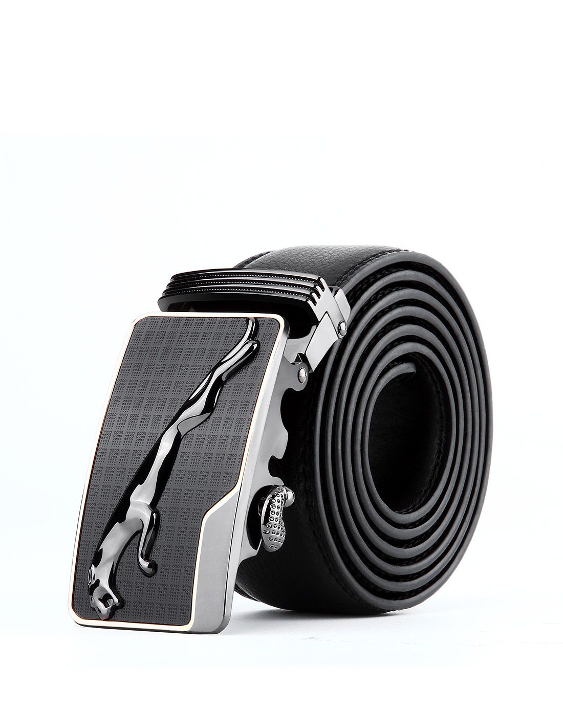 男士商务经典自动扣皮带枪银色