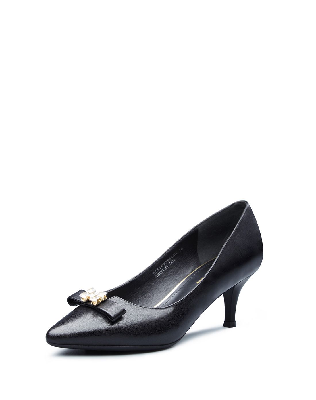 职业牛皮革尖头细跟女士商务鞋银灰