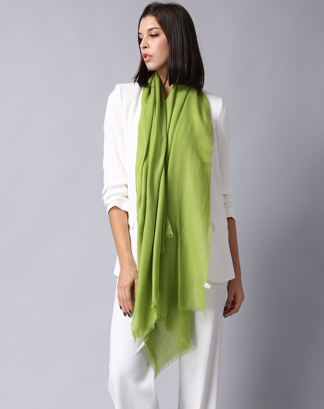 美帜 女士绿之时尚 丝光羊毛素色披肩