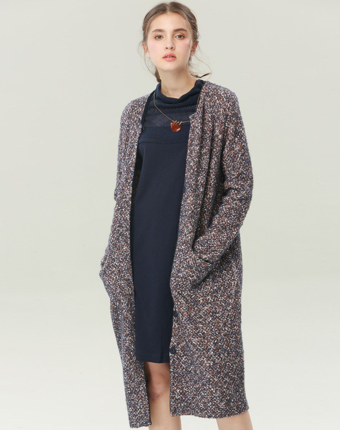 谜底中长款毛衣开衫外套女