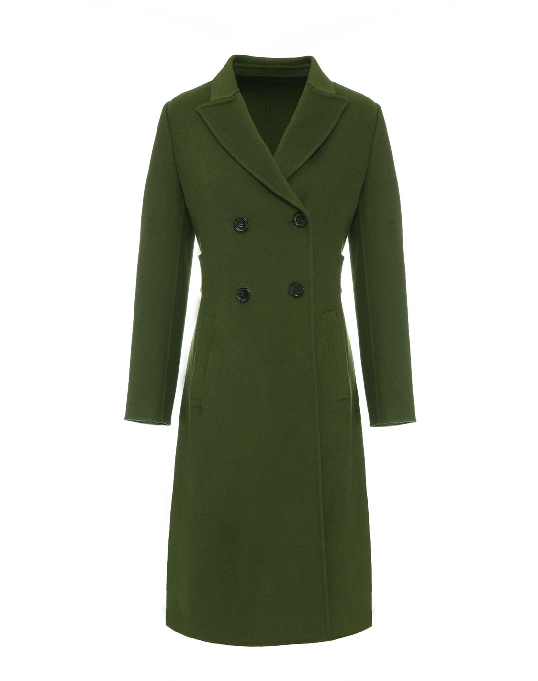 军绿色翻领双面呢羊毛大衣