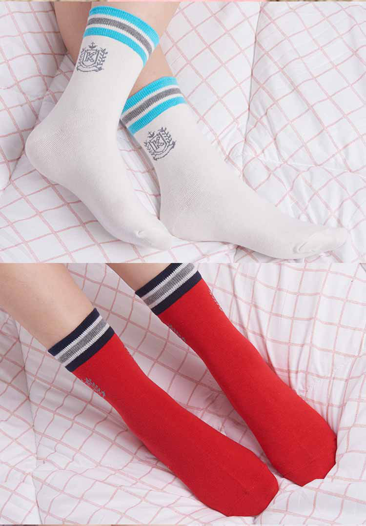 优臣品 日系学院风中筒女棉袜5双装